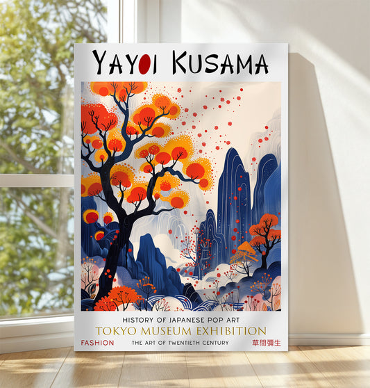 Japanese Autumn Tree Canvas Art – Scenic Mountain Wall Decor Print