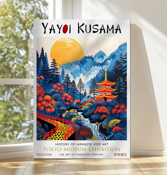 Japanese Pagoda Canvas Art – Sunset Scenic Forest Landscape Print