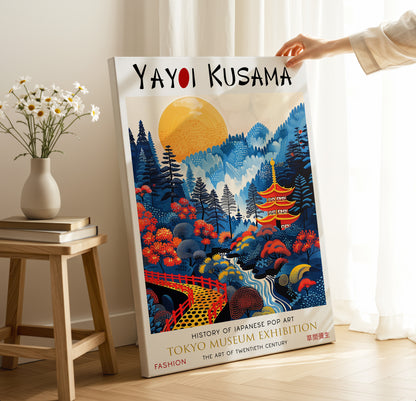 Japanese Pagoda Canvas Art – Sunset Scenic Forest Landscape Print