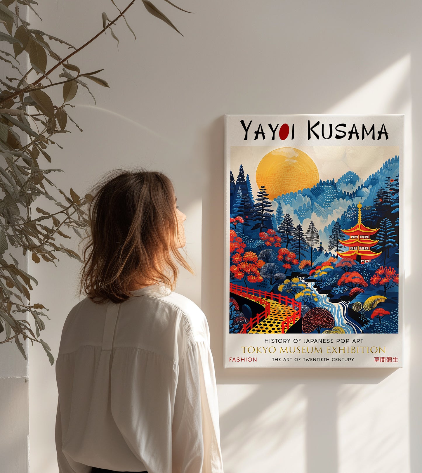 Japanese Pagoda Canvas Art – Sunset Scenic Forest Landscape Print