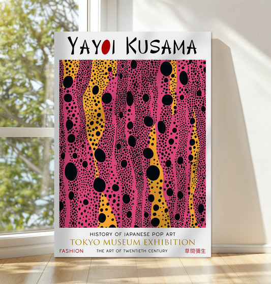 Abstract Polka Dot Canvas – Bold Modern Pink and Yellow Wall Art Print