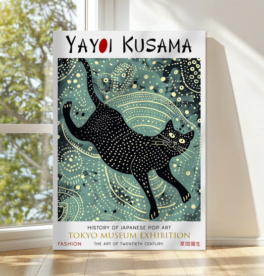 Abstract Black Cat Canvas – Playful Modern Pop Art Wall Décor Print