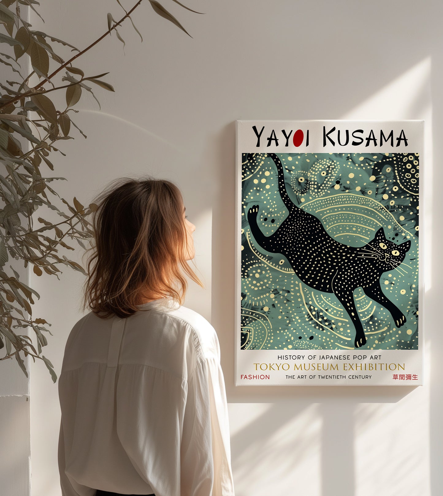 Abstract Black Cat Canvas – Playful Modern Pop Art Wall Décor Print