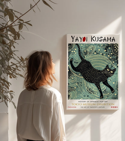 Abstract Black Cat Canvas – Playful Modern Pop Art Wall Décor Print