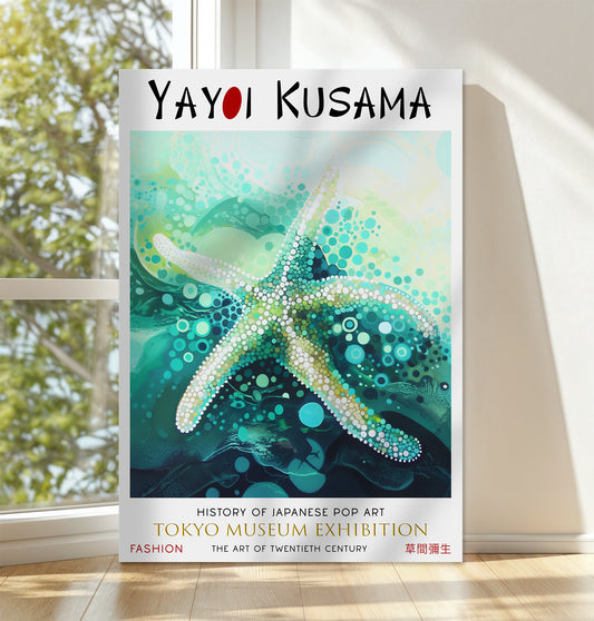 Ocean Starfish Canvas – Modern Aqua Pop Art Coastal Wall Décor Print