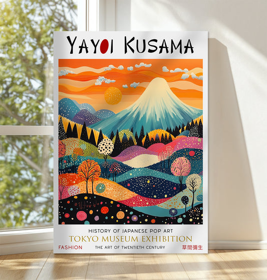 Yayoi Kusama Style Japan Wall Art – Mount Fuji Canvas Print
