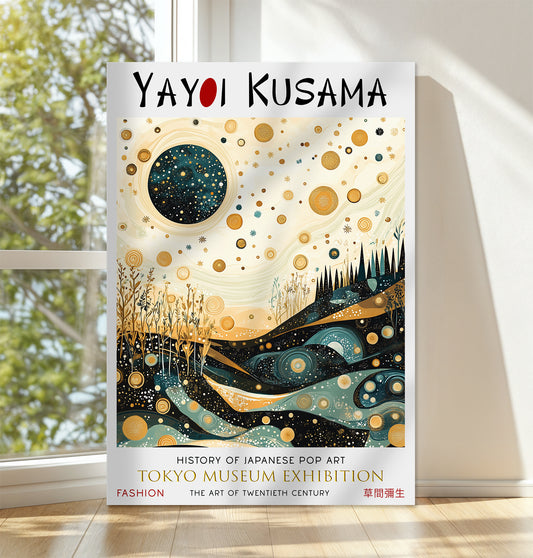 Golden Night Sky Canvas – Cosmic Landscape Pop Art Wall Décor Print