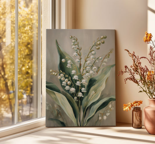 Lily Of The Valley Canvas Print – Cottagecore Floral Wall Art - Flower Home Décor - Whimsical Painting