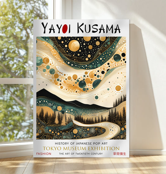 Golden River Canvas – Cosmic Forest Landscape Pop Art Wall Décor