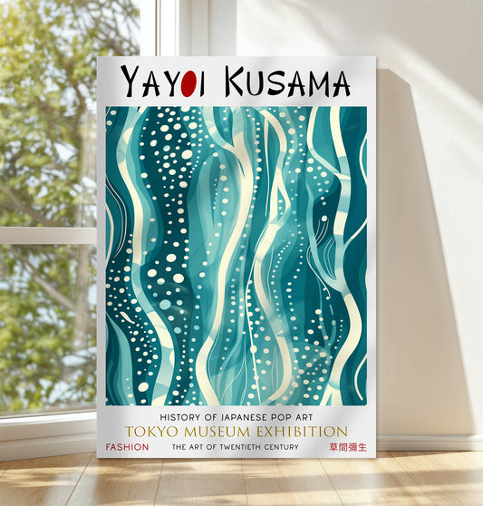 Teal Abstract Canvas – Ocean Wave Pop Art Wall Décor for Home