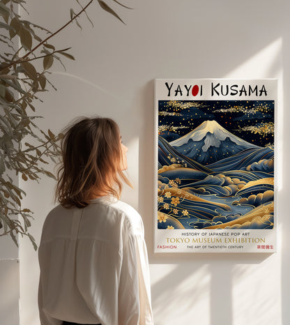 Japanese Mountain Canvas – Golden Night Sky Scenic Wall Art Print