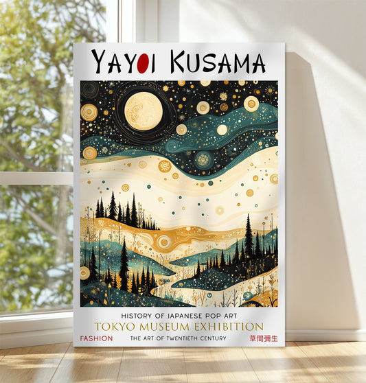 Moonlit Forest Canvas – Cosmic Night Sky Landscape Pop Art Décor