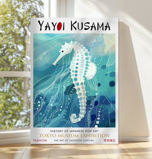 Seahorse Ocean Canvas – Blue Sea Life Pop Art Wall Décor for Home