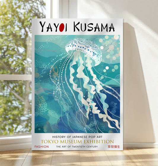 Ocean Jellyfish Canvas – Serene Blue Sea Life Pop Art Wall Décor