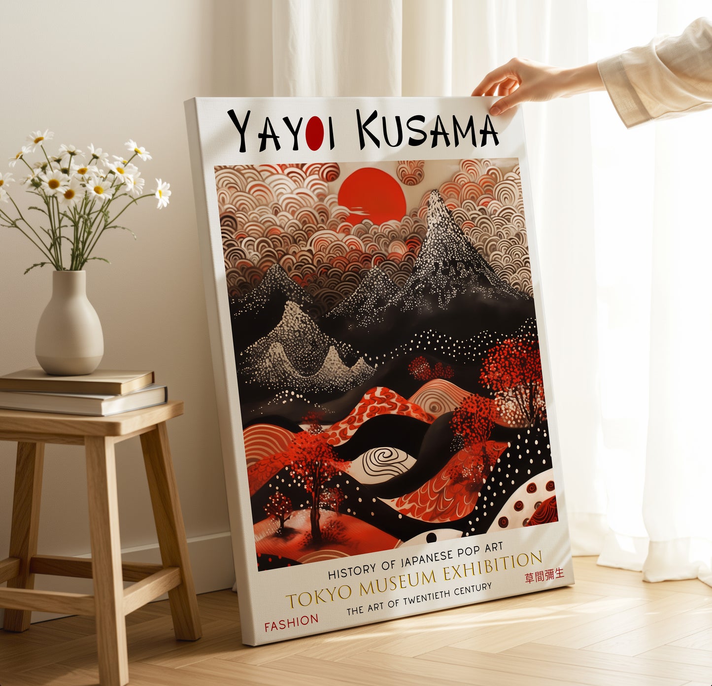 Red Mountain Landscape Canvas – Japanese Style Scenic Wall Art Print