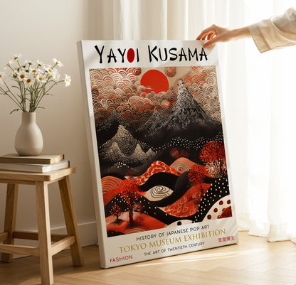 Red Mountain Landscape Canvas – Japanese Style Scenic Wall Art Print