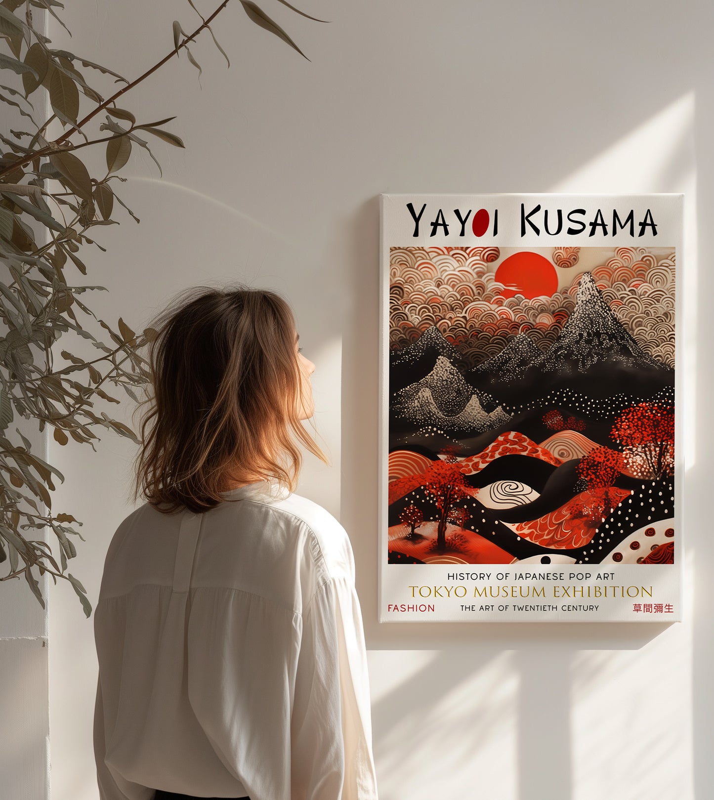 Red Mountain Landscape Canvas – Japanese Style Scenic Wall Art Print