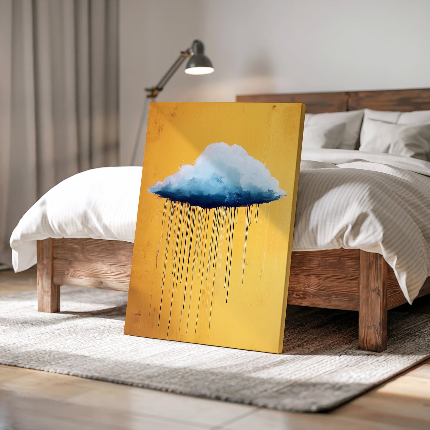 Yellow Rain Cloud Canvas Print – Minimalist Wall Art - Maximalist Home Decor - Sky Poster