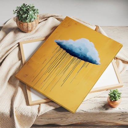 Yellow Rain Cloud Canvas Print – Minimalist Wall Art - Maximalist Home Decor - Sky Poster