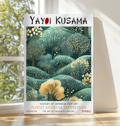 Serene Green Forest Hills Japanese Canvas Wall Art Nature Print