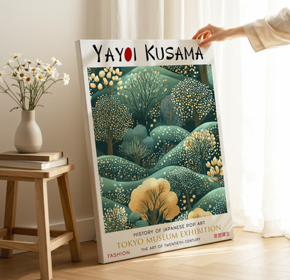 Serene Green Forest Hills Japanese Canvas Wall Art Nature Print