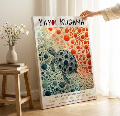 Polka Dot Sea Turtle Japanese Style Abstract Canvas Wall Art Print