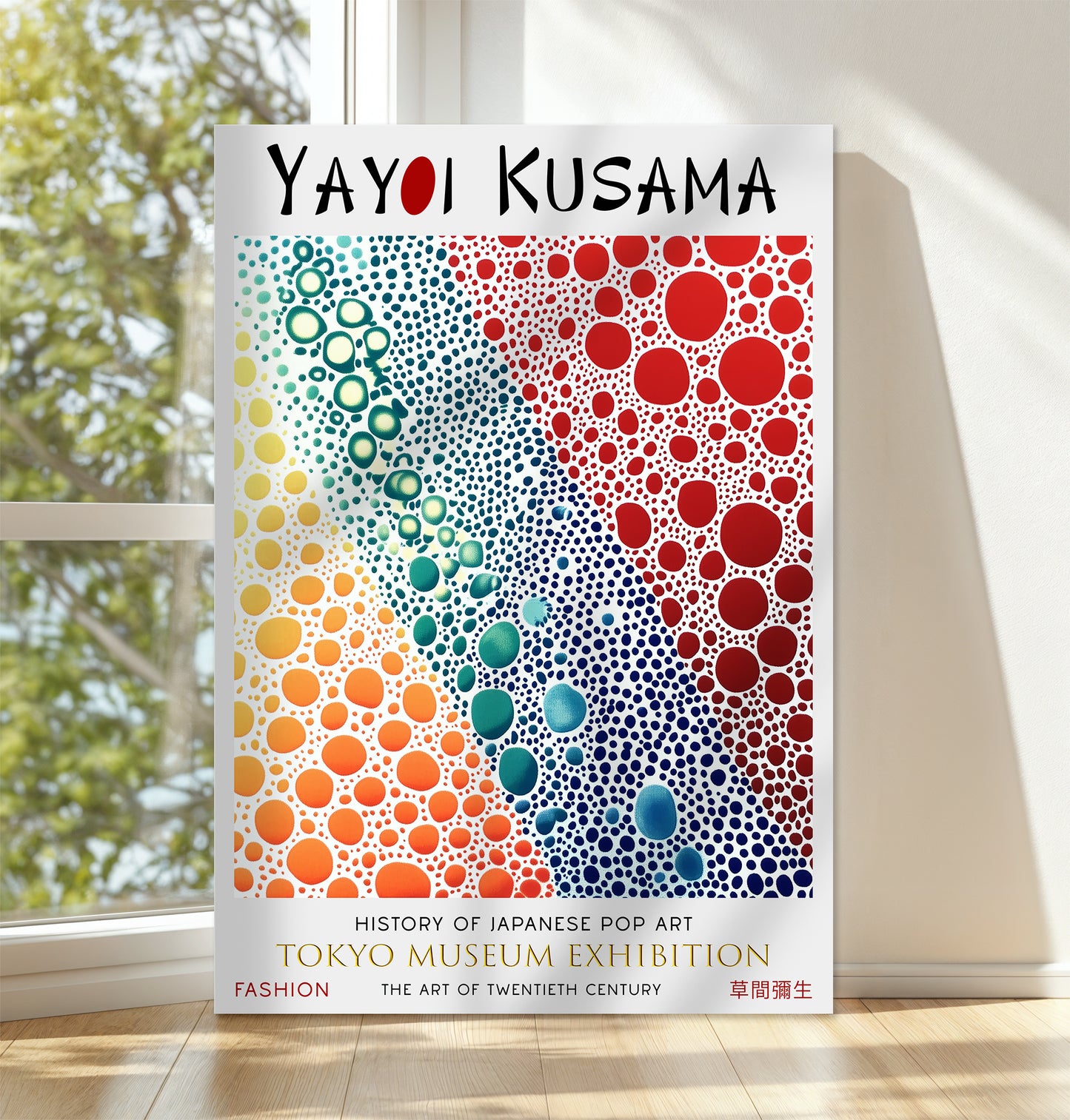 Colourful Polka Dot Abstract Japanese Canvas Wall Art Poster Print