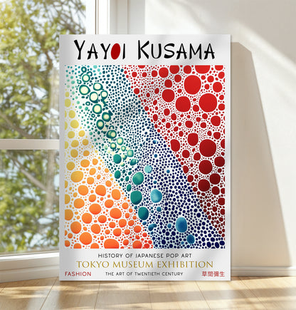 Colourful Polka Dot Abstract Japanese Canvas Wall Art Poster Print