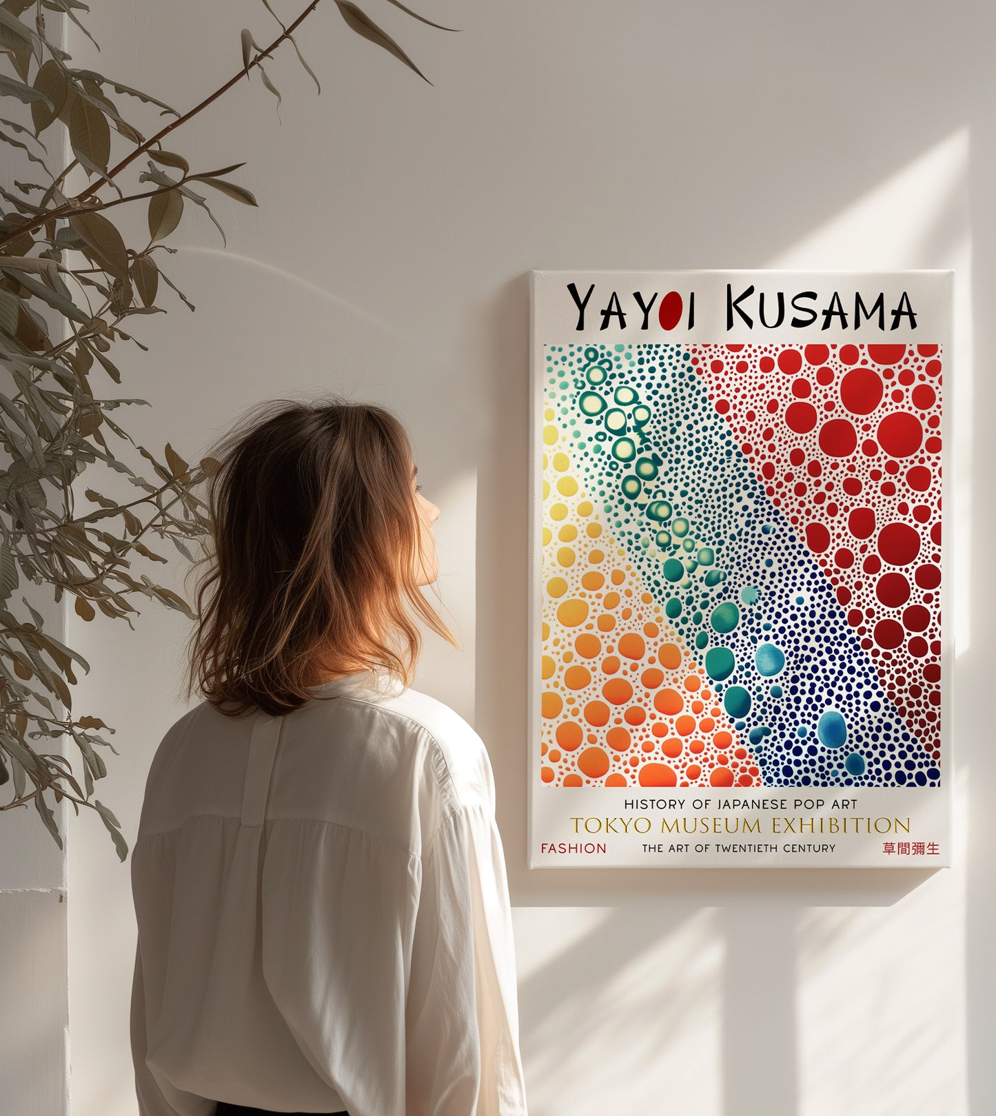 Colourful Polka Dot Abstract Japanese Canvas Wall Art Poster Print