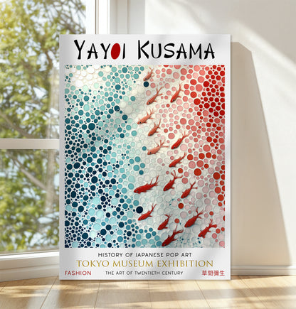 Koi Fish Polka Dot Abstract Japanese Ocean Canvas Wall Art Print