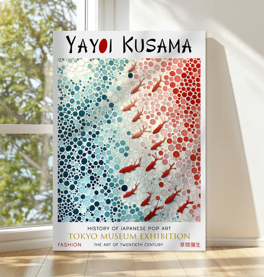 Koi Fish Polka Dot Abstract Japanese Ocean Canvas Wall Art Print