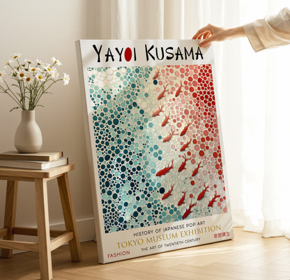 Koi Fish Polka Dot Abstract Japanese Ocean Canvas Wall Art Print