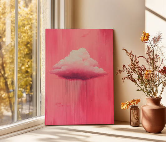 Pink Rain Cloud Canvas Print – Minimalist Wall Art - Maximalist Home Decor - Sky Poster