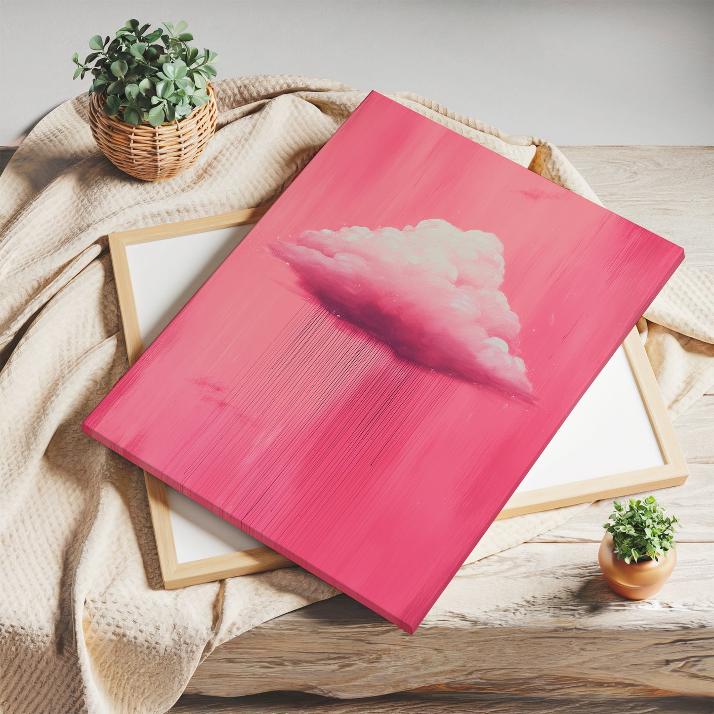 Pink Rain Cloud Canvas Print – Minimalist Wall Art - Maximalist Home Decor - Sky Poster