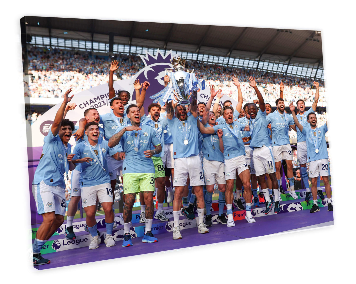 Manchester City 2024 Premier League Champions Framed Canvas Art Print