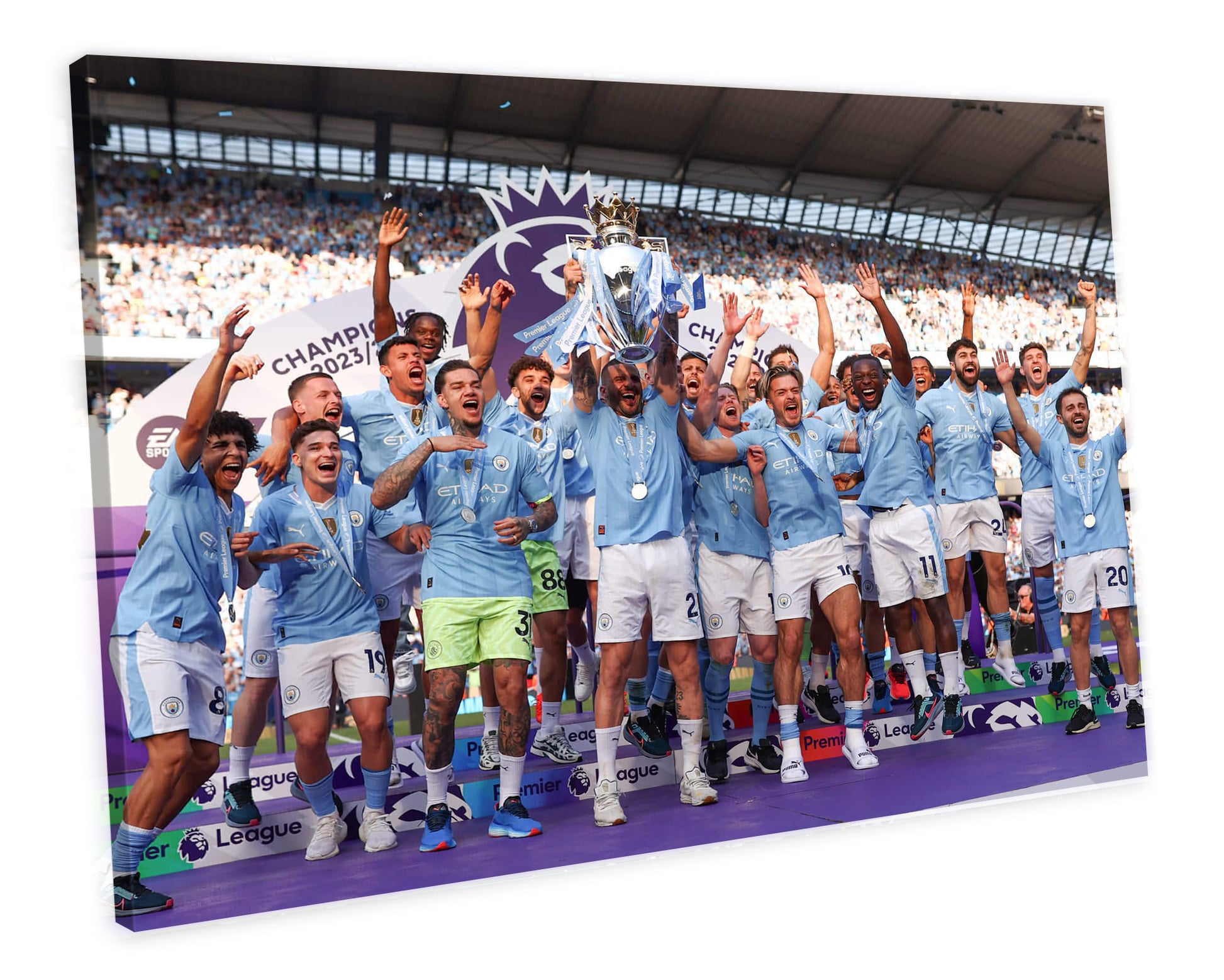 Manchester City 2024 Premier League Champions Framed Canvas Art Print