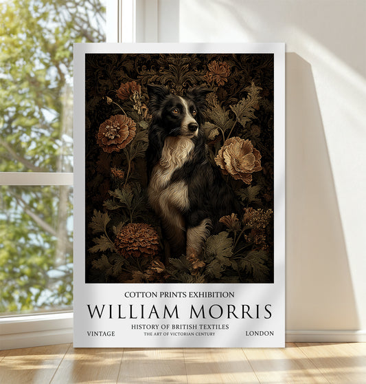 William Morris Border Collie CANVAS WALL ART Picture Print