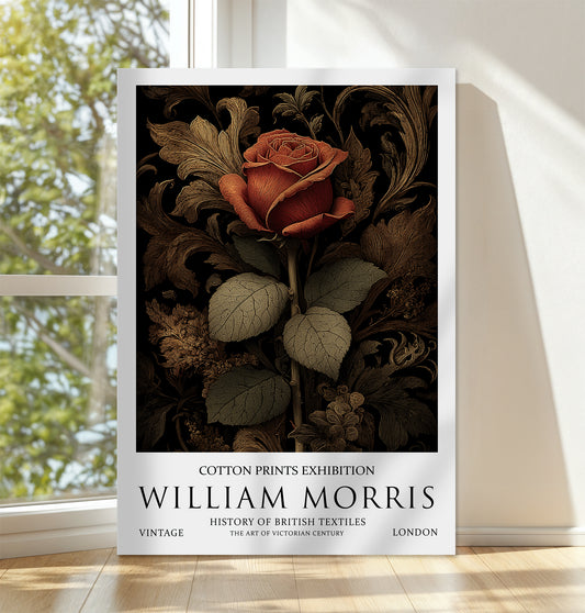 William Morris Red Rose CANVAS WALL ART Picture Print 