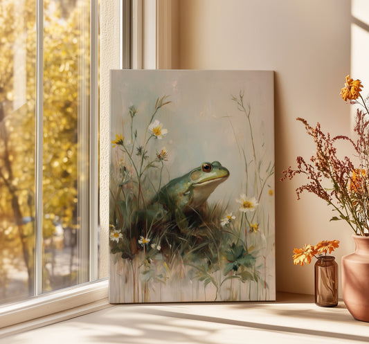 Cottagecore Frog CANVAS ART Picture Print Rustic Decor 