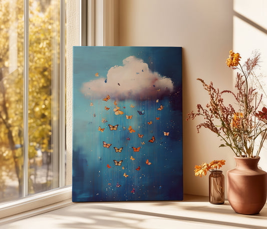 Cloud Canvas Print – Minimalist Wall Art - Maximalist Home Decor - Butterfly Cloud Poster