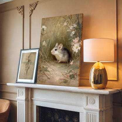 Floral Field Mouse CANVAS ART Picture Print Rustic Decor