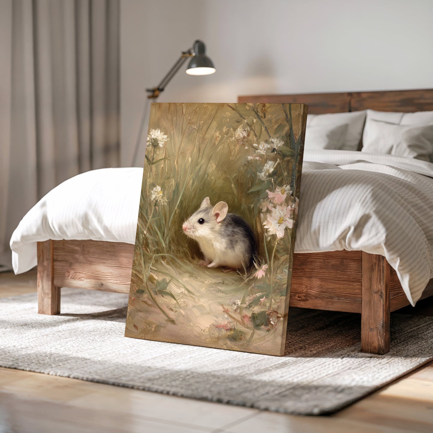 Floral Field Mouse CANVAS ART Picture Print Rustic Decor