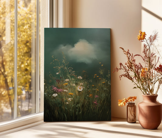 Floral Cloud Canvas Print – Minimalist Wall Art - Maximalist Home Decor - Wildflower Poster