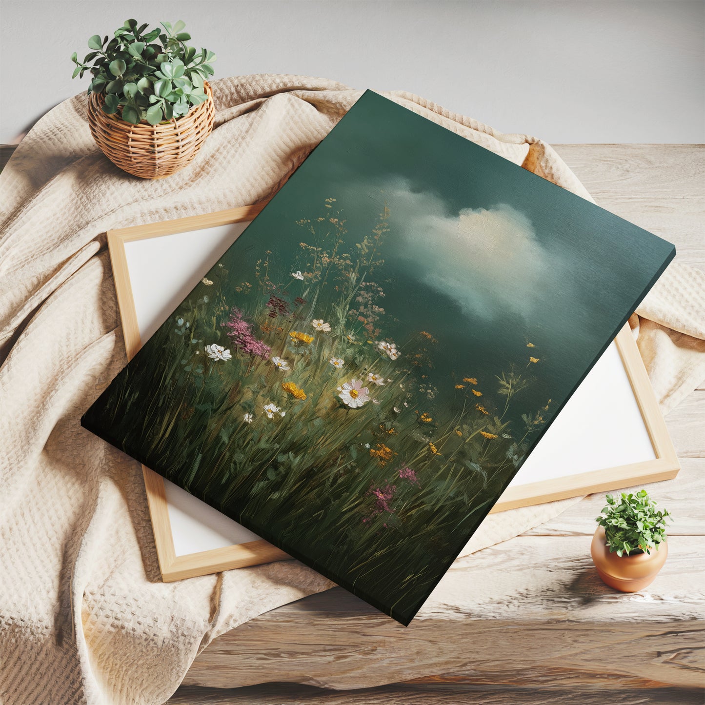 Floral Cloud Canvas Print – Minimalist Wall Art - Maximalist Home Decor - Wildflower Poster