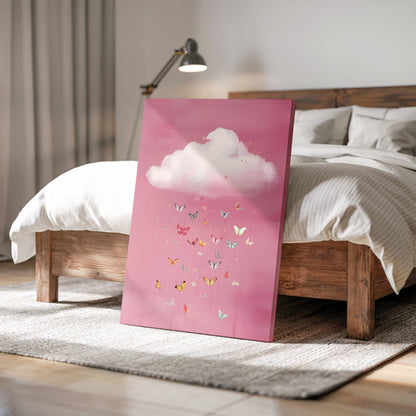 Butterfly Cloud Canvas Print – Minimalist Wall Art - Maximalist Home Decor - Pink Cloud Poster