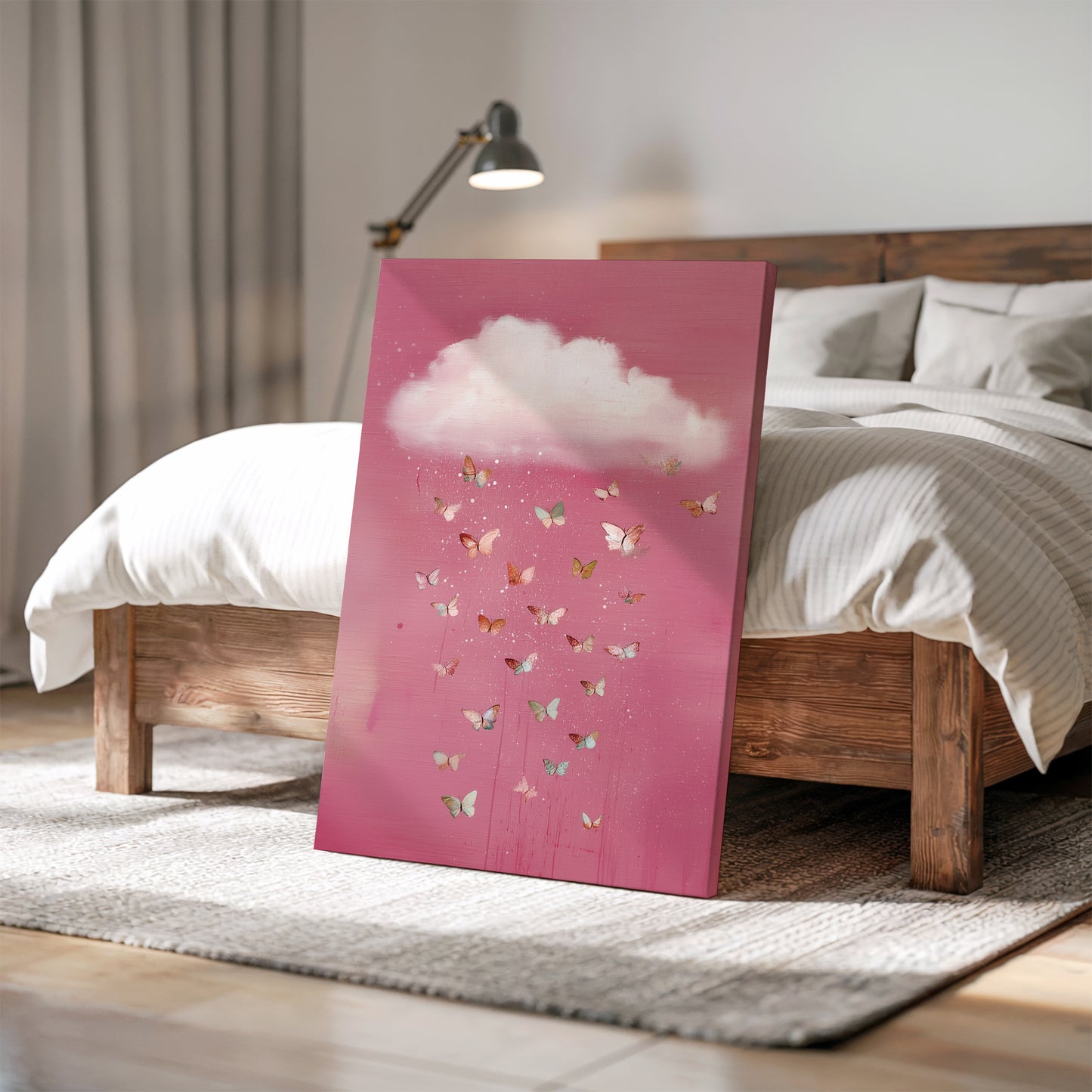 Butterfly Cloud Canvas Print – Minimalist Wall Art - Maximalist Home Decor - Soft Pink Cloud Poster