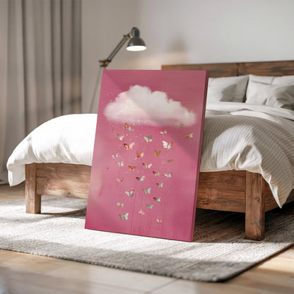 Butterfly Cloud Canvas Print – Minimalist Wall Art - Maximalist Home Decor - Soft Pink Cloud Poster