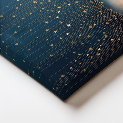 Rain Cloud Canvas Print – Minimalist Wall Art - Maximalist Home Decor - Gold Stars Framed Canvas