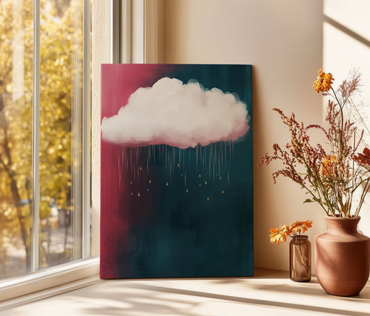 Rain Cloud Canvas Print – Minimalist Wall Art - Maximalist Home Decor - Ombre Cloud Framed Canvas