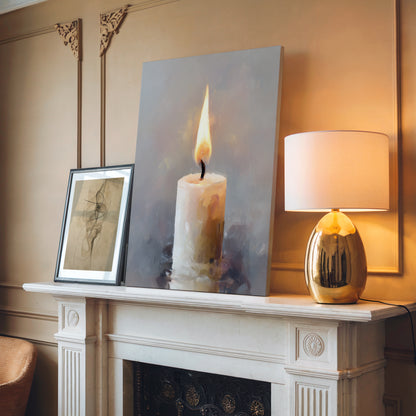 Rustic Candle Canvas Art Print – Cozy Warm Wall Decor